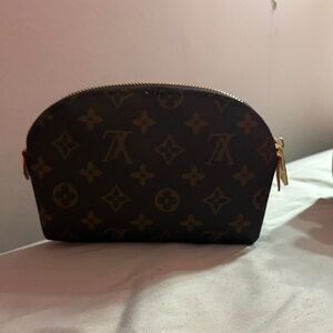 Louis Vuitton Brown Monogram Pouch with Gold Zipper